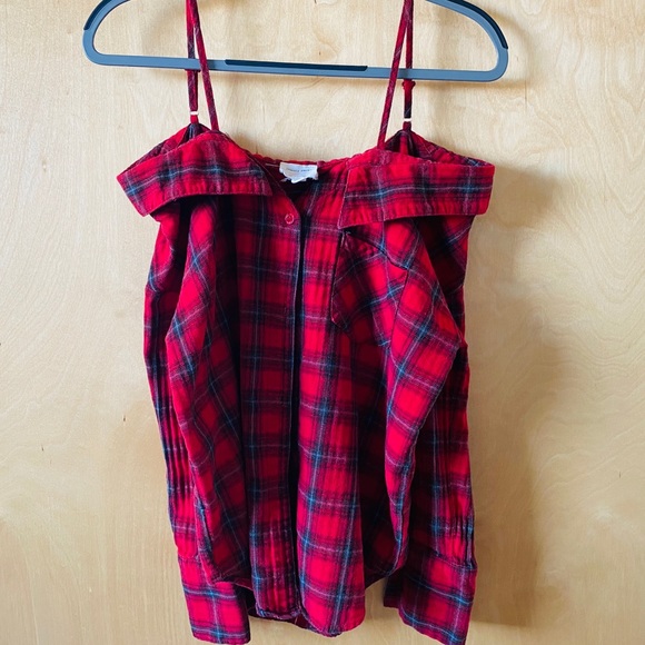 Urban Outfitters Cold Shoulder Fashion Red Flannel - Picture 4 of 6